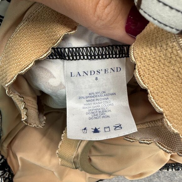 Lands' End Tankini Top Women 8 White Paisley V-Neck Push Up Sleeveless Nylon - Picture 4 of 5